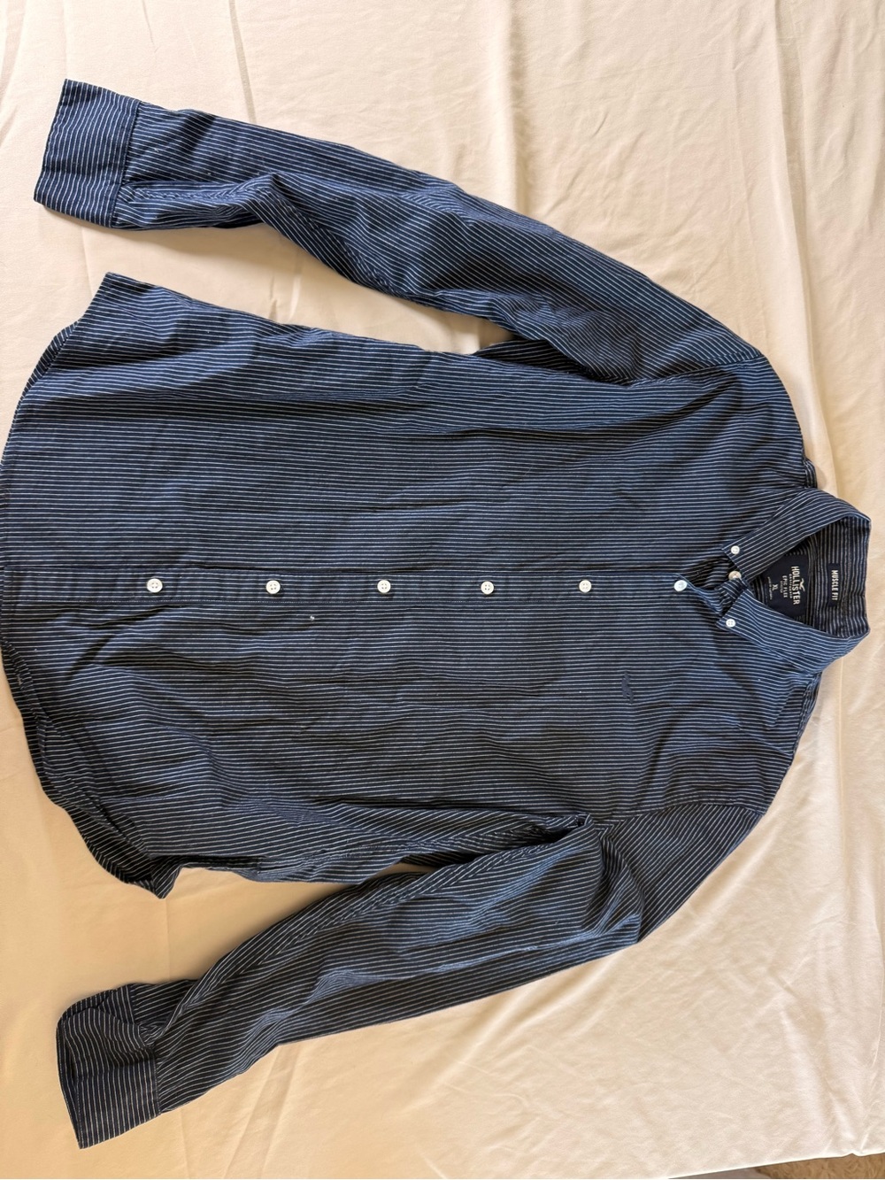 Men's Hollister XL Navy Pinstripe Button-Down Shirt